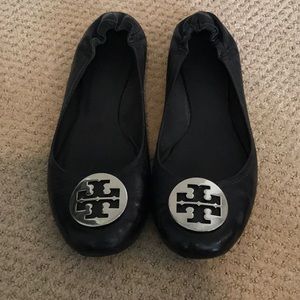 Tory Burch Flats 13 Black w Silver